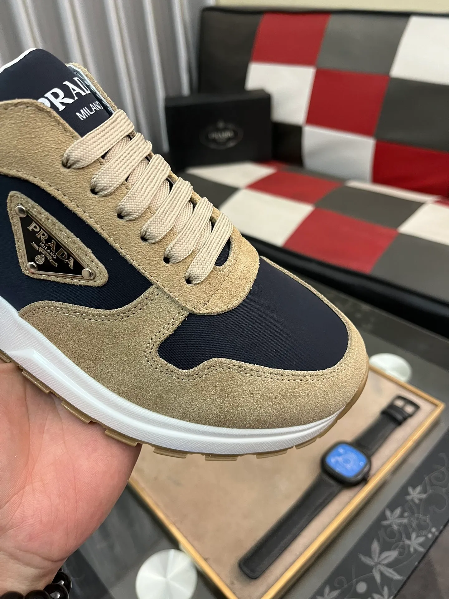 Men's shoes 💰540⌚️⌚️【PRADA】Prada - High-end quality casual sports shoes - Upper: calfskin shoe body with branded metal fasteners, - Inner lining: breathable leather lining - Outsole: ultra-light TPU foam·rubber; molded outsole -Super high quality control·Fine workmanship: highlighted (high-end·luxury·grade) -Size: 38-444️⃣Colors available